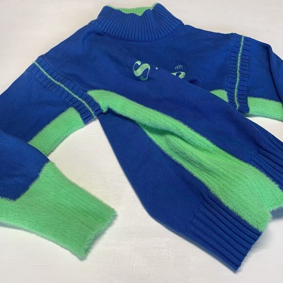 Soft Green Blue Standby Sweater ACREDITO QUE O SANGE Size M - Picture 11 of 13